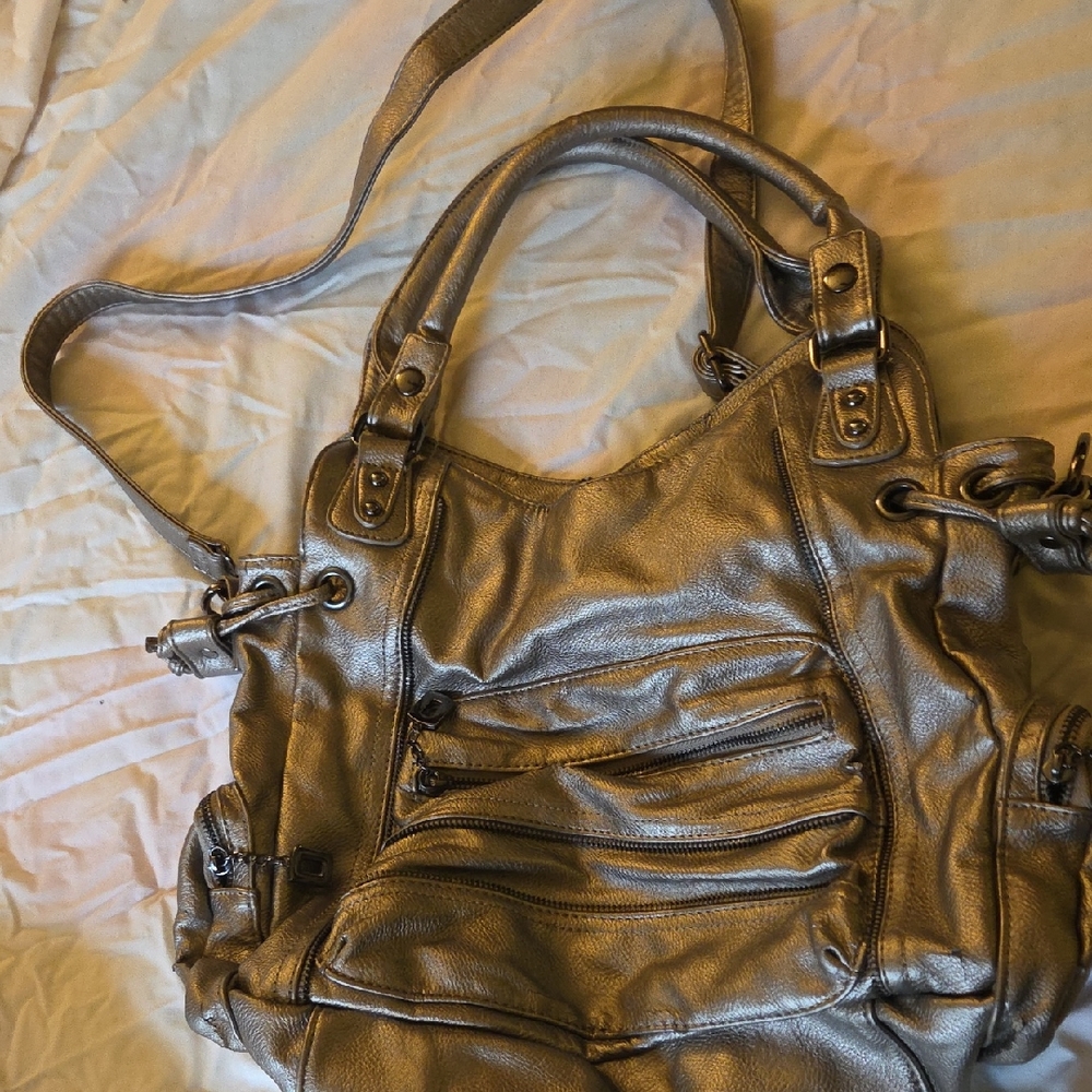 Array Metallic Silver Shoulder Bag - image 1